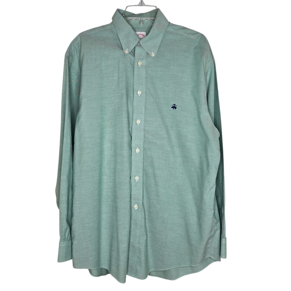 Brooks Brothers 346 Dress Shirt Green Mens Size Large Classic Fit Oxford Pastel